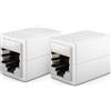 deleyCON Prolunga Cavo LAN RJ45, 10 Gbit/s, Connettore per Cat8/Cat7/Cat6/Cat5, Cavo Ethernet, Adattatore di Rete 10 Gigabit PoE - 2 Unità - Bianco