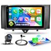 VECHTEL 4G+128G Autoradio Android 15 per Mercedes-Benz Smart Fortwo W451 C451 A451 2011-2015, 9'' Incell HD Schermo Tactile co Carplay Android Auto senza Fili GPS Wi-Fi USB Bluetooth FM RDS Camera