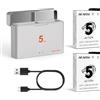 AFAITH 2 Batterie e Caricabatterie per DJI Osmo Action 6/5 Pro/4/3/Osmo 360,Extreme batteria da 2200 mAh con Caricabatterie Ricarica Rapida(DJI Caricabatteria + 2×batterie)