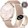HIRREO Orologio intelligente da donna, 7,9 mm, sottile, 1,32, HD, AMOLED, elegante smartwatch in oro rosa, per iOS Android, ciclo mestruale, monitoraggio della salute, 100+ modalità sportive