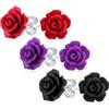 Bling Jewelry Set di tre romantici delicati orecchini a perno floreali 3D intagliati lavanda viola nero rosso per donne adolescenti per madre placcati in argento