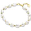 Bling Jewelry Bracciale Semplice da Sposa con Vere Perle Barocche d'Acqua Dolce Coltivate Bianche per Donne e Adolescenti, Placcato in Oro 18K con Distanziatori, Polso Piccolo 6,5 Pollici, Estensione Regolabile di