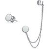 Bling Jewelry Orecchino a clip su elica con disco circolare con iniziale personalizzata A-Z, doppia catena, lobo dell'orecchio, cartilagine, catena lunga lineare, fascia avvolgente, set di orecchini a bottone in