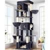Globlazer Tiragraffi XXL Alto 204 cm con 3 Grotte, 2 Grande Trespoli, 3 Morbido Cestini, Torre del Gatto Stabile per 3-5 Grandi Gatti Adulti Gatto Giocare Graffiare Interno (F80F, Grigio Scuro)
