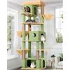 Globlazer Tiragraffi Cactus Verde XXL Alto 204 cm con 3 Grotte, 2 Grande Trespoli, 3 Morbido Cestini, Torre del Gatto Stabile per 3-5 Grandi Gatti Adulti Gatto Giocare Graffiare Interno (F80F, Verde)