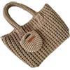 KEXIAO Borsa all'uncinetto fatta a mano, filato morbido, borsetta, borse in maglia alla moda, maniglia superiore, borsa per viaggi casual e donne alla moda, cachi, 30x8x14cm