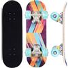 ERNAN Skateboard Completo per Principianti. Skateboard completo da 17 * 5 pollici. Double Kick Deck Concavo con 7 strati per ragazzi, ragazze (Yellow Blue)