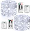 AUZONIMICS 2 Pezzi Luci Led a Batteria Bianco, 10M 100 LED Luci Albero di Natale, Luci Natale Esterno Interno con Telecomando e Timer, 8 Modalità Luci Natale per Decorazioni Natalizie, Feste, Matrimonio, Camera