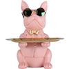 XYQXYQ Statua multifunzionale di bulldog, vassoio decorativo in resina per cani maggiordomo, serbatoio creativo e carino per cani, collana portachiavi applicabile (rosa)