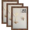 LYYYYX Cornice portafoto in stile rustico, formato A5-15 x 21 cm, marrone con vetro acrilico, set da 3 cornici per certificati, autoportanti e montabili a parete