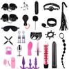 Qoosea Kit BDSM Bondage 26 Pezzi Qoosea per Coppie Manette Regolabili Cavigliere Collare con Set di Plug Anale Pinze per Capezzoli Frusta Benda per Sex Toys Vibranti per Giochi Sensuali per Adulti