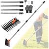 MIGUBIGU Rastrello Giardino per Erba con Manico Regolabile 75cm/110cm/145cm, Rastrello per Foglie, Rastrellos per Paglia, Estirpatore Erbacce Manuale per Arare e Dissodare il Terreno