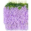 OUKEYI Ghirlanda di fiori artificiali di glicine, 12 m, in seta, da appendere, per interni ed esterni, casa, giardino, Natale, matrimoni, feste, decorazione (viola chiaro)