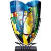 GILDE GLAS art Vaso decorativo in vetro su base in metallo, decorazione soggiorno, regalo per donne, compleanno, Natale, multicolore, altezza 58 cm