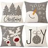 PSDWETS Confezione da 4 federe per cuscini in cotone e lino, 45 x 45 cm, con stampa natalizia per casa, ufficio, caffetteria, decorazione, regalo