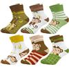 Queenshin 6 Paia Calzini Bambino Bambini Calze Ragazza con Disegno a Righe e Stampe Divertenti Calzini Caviglia Elastiche Resistenti Regalo 3-5 Anni Taglia 25-28