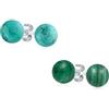 Bling Jewelry Set di due semplici orecchini a sfera rotonda in malachite verde turchese stabilizzata per donne in argento sterling .925 10 MM.