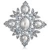 Bling Jewelry Sposa Stile Vintage Grande Dichiarazione Moda Cristallo Foglia Fiore Bianco Simulazione Perla Matrimonio Spilla Pin Per Donne Argento Tono Oro Rodio Placcato Ottone