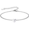 FOCALOOK Bracciale Donna Argento 925 Bracciale con Iniziale A Bracciale Cuore con La A Bracciale Donna Lettera Cuoricino Bracciale Argento Cuore Regalo per Mamma Bambina Ragazza