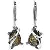 Designer Inspirations Boutique Noda 070321 - Orecchini pendenti da donna in argento Sterling 925, con farfalla sul retro, in ambra verde