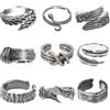 VELESAY 9 Pezzi Set Anelli Uomo Vintage Gotico Antico Rock Biker Punk Angelo
