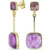 Bling Jewelry Orecchini Pendenti Eleganti Semplici Geometrici Con Gemma Naturale Briolette Ametista Viola Quadrata Per Donne Placcati In Oro Giallo