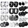 VELESAY 13 Paia Acciaio Chirurgico Orecchini per Uomo e Donna - Set Punk Kpop Tondo Argento Nero - Cartilage Helix Piercing a Cerchio