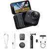 Insta360 GO Ultra Pack Vlogger Nero Notte- action cam mini 4K a mani libere, indossabile, superba in bassa luce, montala ovunque, stabilizzazione FlowState, 200 min di carica, impermeabile 10m