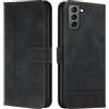 Cqkob Cover per Samsung Galaxy S21/S30 Custodia protettiva in silicone TPU premium , Custodia Portafoglio con Supporto Slot per Schede Chiusura Magnetica-Nero