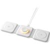 ESSAGER Caricatore Wireless 3 in 1 Stazione Ricarica Qi Stazione di Ricarica Induttiva Pieghevole per Cuffie Wireless, Apple Watch iPhone 15/14/13/Pro/Max/X/XS/XR/8/8Plus (Bianco)