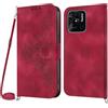 Netany Cover per Xiaomi Redmi 10C con Cordino, Flip Portafoglio Custodia in Pelle, [2 Porta Carte][Chiusura Magnetica],Custodia Libro Antiurto Cover con Laccio per Xiaomi Redmi 10C (Rosso)