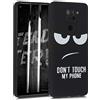 kwmobile Cover Compatibile con Xiaomi Redmi Note 9 - Custodia in Silicone TPU - Cover Protettiva Soft Case - Don't touch my phone bianco/nero