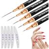 Leikedun 5 pennelli per nail art e 5 lime professionali per unghie, pennelli per nail art, strumenti da disegno per dettagli sottili, linee lunghe, smalto gel e design delle unghie, dimensioni 4/8/12/20/25 mm