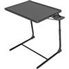 HOMION Tavolo portatile pieghevole regolabile, per salotto, camera da letto, soggiorno, TV, multifunzione, con portabicchieri, comodino, soggiorno, camper, camper, roulotte, colore: nero