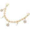 QUARKZMAN 1Pcs 10 Catena Estensione Borsa, Accessorio Borsa Charm per Manici Borse Donna Decorazione con Pendente Perle Fiocco di Neve, Argento Flash