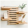Qoka Crafts Mensola da Muro in Legno Massello, Scaffale da Parete Sospesa Design per Salotto, Cucina e Bagno, Mensole Moderne per Libreria (Nero)