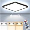 RDGOOD Sensore LED Plafoniera dimmerabile con rilevatore di movimento, 18W 1800LM Sensore radar LED Lampada da soffitto, 3000K/4500K/6500K per bagno, garage, cantina, corridoio, balcone, 22x22x2,5 cm