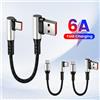 olaf Cavo corto 6A 0,25 0,5 M Gomito da 90 gradi Cavo USB A da tipo C a tipo C Cavo dati di ricarica rapida Cavo della banca di potere per iPhone 15 IPad
