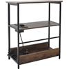 Relaxdays Tavolino Relaxdays con Presa elettrica e USB, 2 Ripiani e vano riviste, HLP: 58x45x18 cm, Comodino, Marrone Scuro/Nero