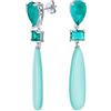Bling Jewelry Uniche Geometriche Lineari Turchese Blu Allungate A Goccia Piatta Rettangolo A Forma Multipla Aqua CZ E 3 Orecchini Pendenti Multi Livello Di Gemme Naturali Per Donne In Argento Placcato