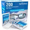 Soffioclean Salviette Monouso per Pulizia Occhiali Monitor Display Rimuovono Sporco Germi Grasso - Confezione da 200 Salviette
