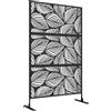 Outsunny Paravento da Esterno Decorativo in Acciaio Traforato con Design a Foglie, 122x198cm, Nero|Aosom