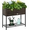 Outsunny Fioriera da Esterno e Interno Rettangolare in Rattan PE e Metallo con Base Rialzata e Ripiano Inferiore, 70x30x72cm, Marrone | Aosom