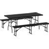 Outsunny Set da Pic Nic Pieghevole a 3 Pezzi con Tavolo e 2 Panche in HDPE e Metallo, Nero