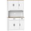 HOMCOM Credenza da cucina con 6 ante, 2 cassetti, piano di lavoro e ripiani regolabili 94x39,5x175,2cm Bianco | Aosom Italy