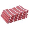 Encasa XO Strofinacci Cucina Cotone, Asciugapiatti 70x45 cm | Roma Stripe rosse, Cotone Riciclato | Altamente Assorbente | Asciugatura Rapida | Finitura Antiodore | Set di 4
