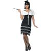 SMIFFYS Costume Flapper, nero, con vestito, cerchietto e stola di pelliccia Halloween