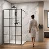 OGOMONDO Misure 87-89xH200 cm, CONFEZIONE 1 *** Parete doccia walk-in in cristallo temprato con profilo nero opaco cristallo 8 mm