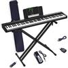 OYAYO E Piano Digital Piano 88 tasti, tastiera elettronica semi-ponderata a grandezza naturale con supporto per pianoforte, funzione MIDI Bluetooth, tastiera portatile con pedale Sustain, ideale per