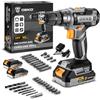 DEKOPRO Kit Trapano a Batteria: DEKOPRO 20V Trapano Avvitatore a Batteria con 2 Batterie e Caricabatterie, 40 Nm, 2 Velocità e LED, Ideale per Progetti Domestici, Fai da te, Grigio